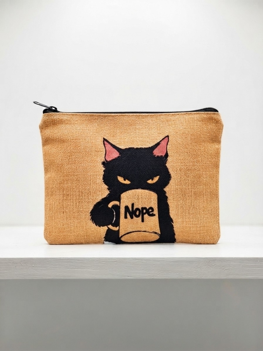 NEW Black Cat 'Nope' Large Size Cosmwtic Bag (0319)